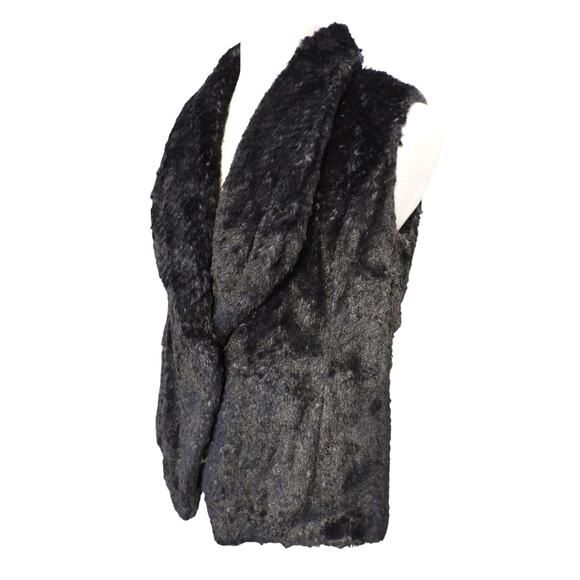 Wildflowers Black Faux Fur Vest with Pockets Size M - Picture 2 of 7